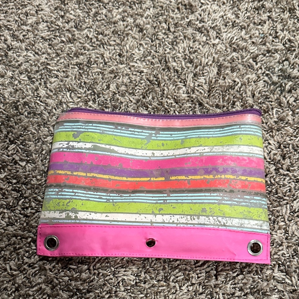 Striped Pink Cosmetic Bag/pencil case